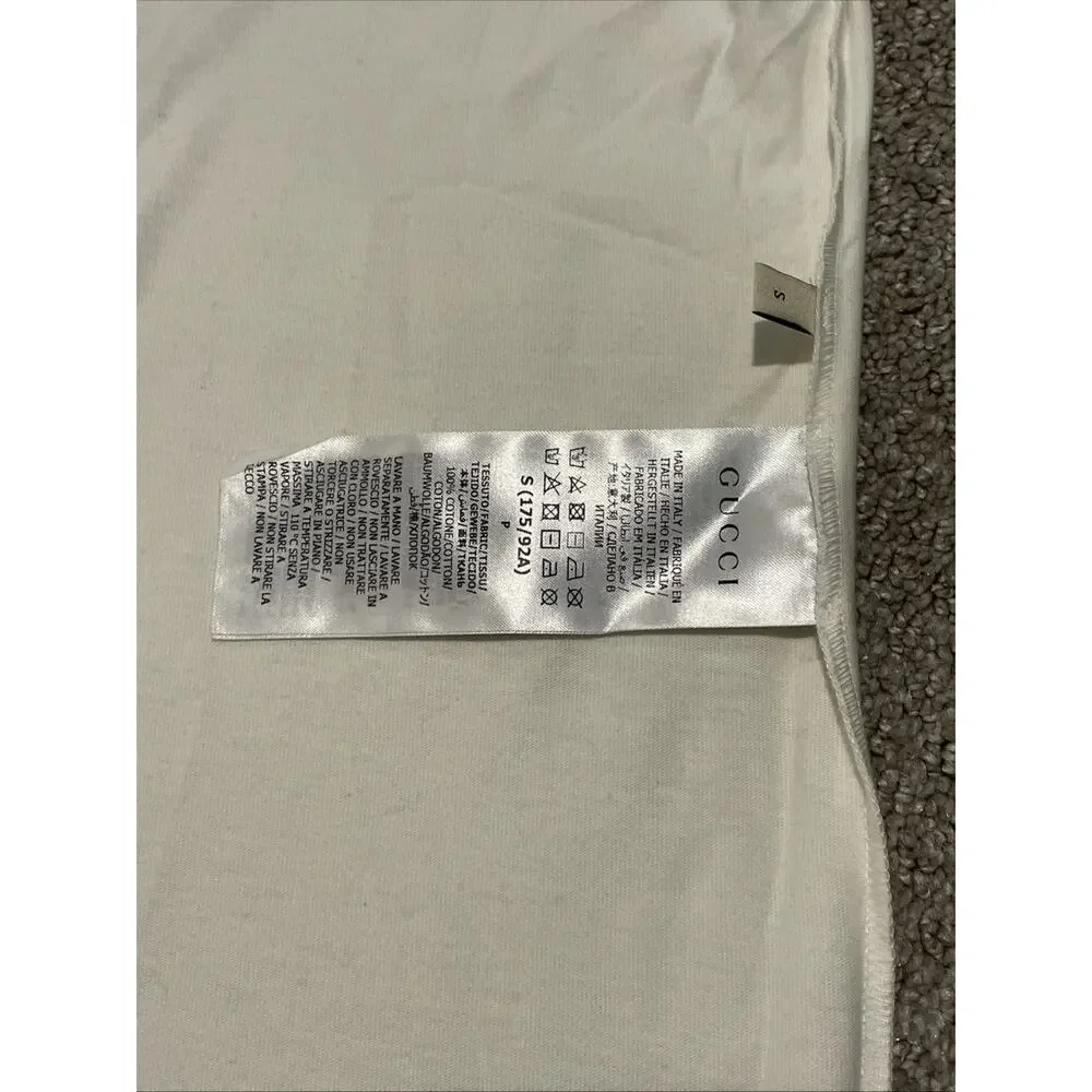 Gucci Cotton Jersey Mirror Logo Print T-Shirt Ivory Size S Authentic
